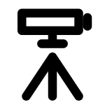 Laser level on a tripod icon representing the Surveyor market, black on white