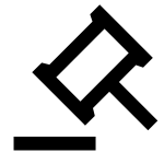 Gavel and Hammer icon representing the Auction House market, black on white