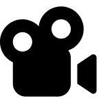 Film camera icon representing the TV Production market, black on white