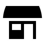 Shop icon representing the Commercial Agency market, black on white
