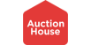 Auction House logo, white letters on a red house