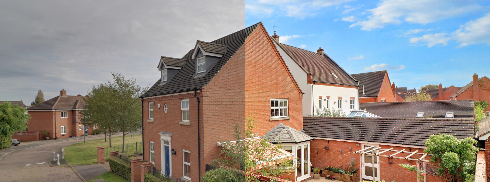 Before and after image showing Made Snappy's image enhancer for blue sky replacement.