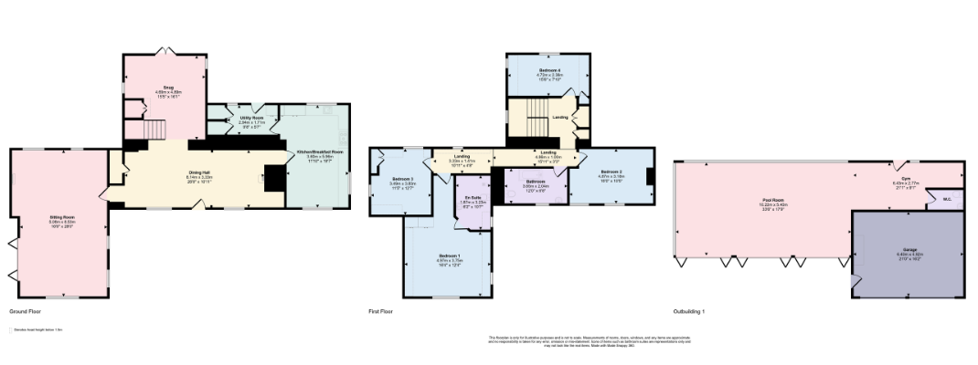 Detailed floor plan example for a large property
