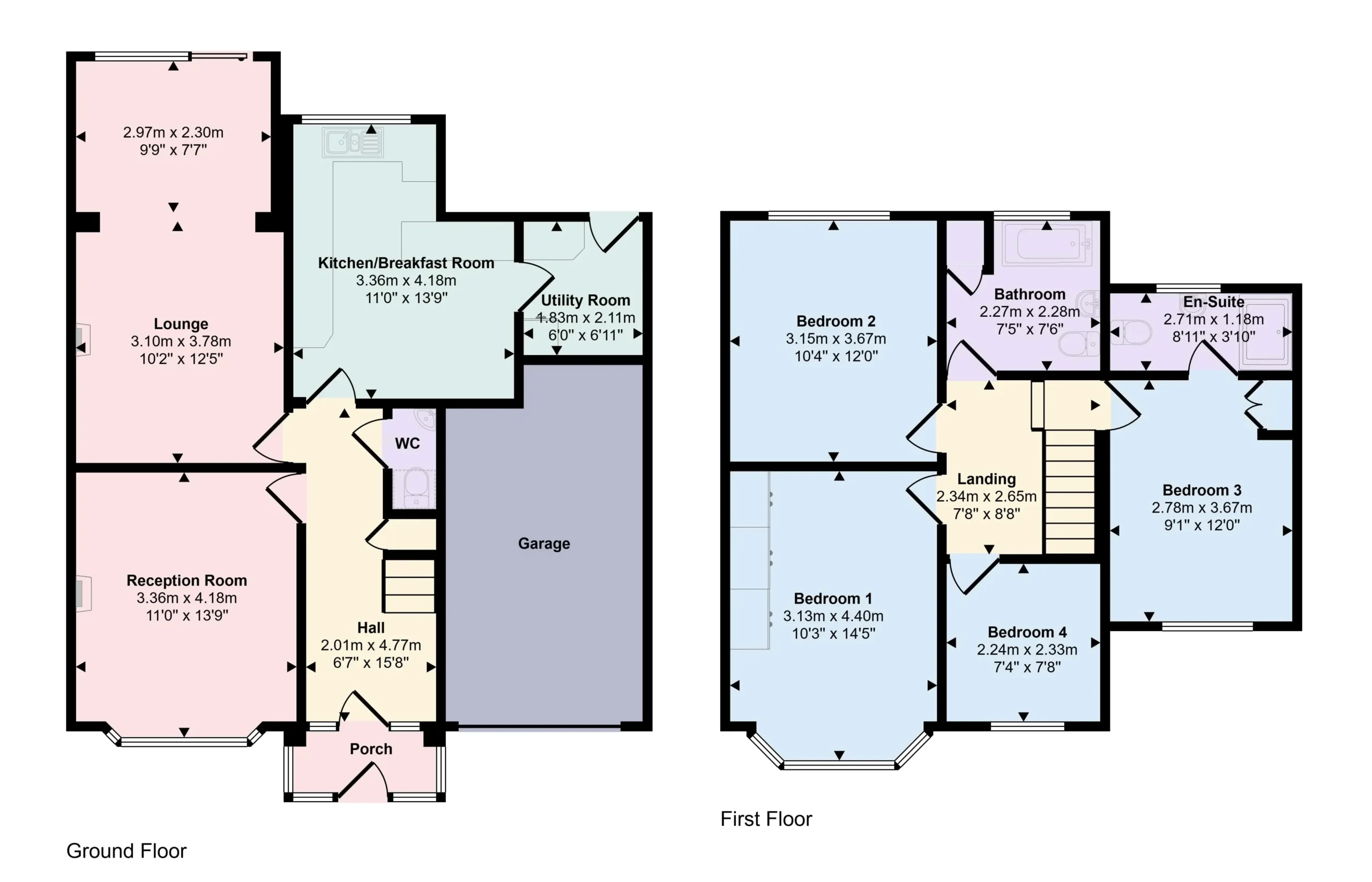 A professional, coloured Made Snappy floor plan example showing dimensions.