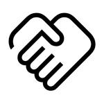 shaking hands icon, black on white