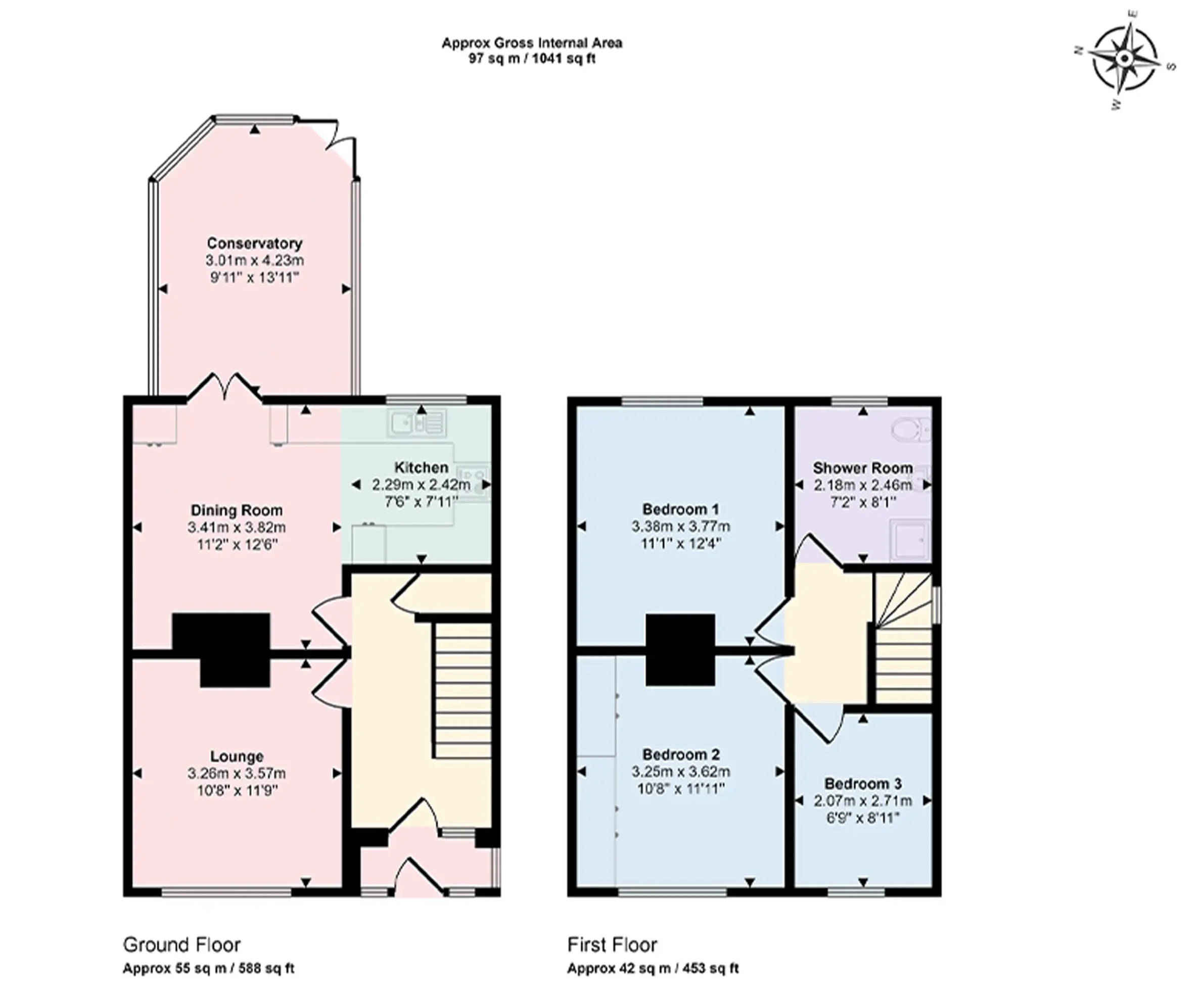 Professionally designed colour floor plan for estate agents