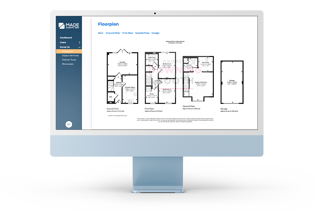 Made snappy 360 portal with a floor plan displayed on a computer.